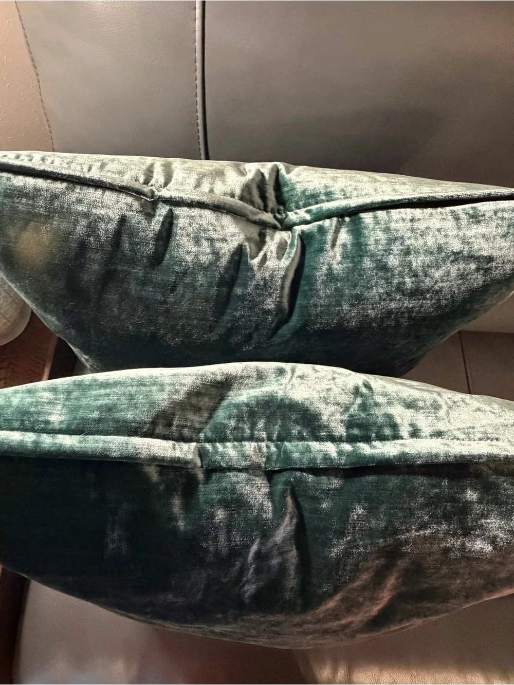 TGH Tessitura Italy Emerald Velvet Throw Pillows 24” Set of 2 Designer